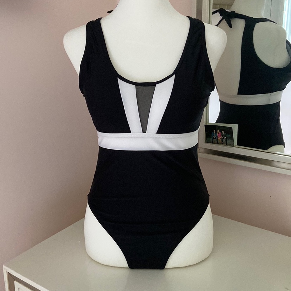 NEW- One Piece Black and white Bathing suit
